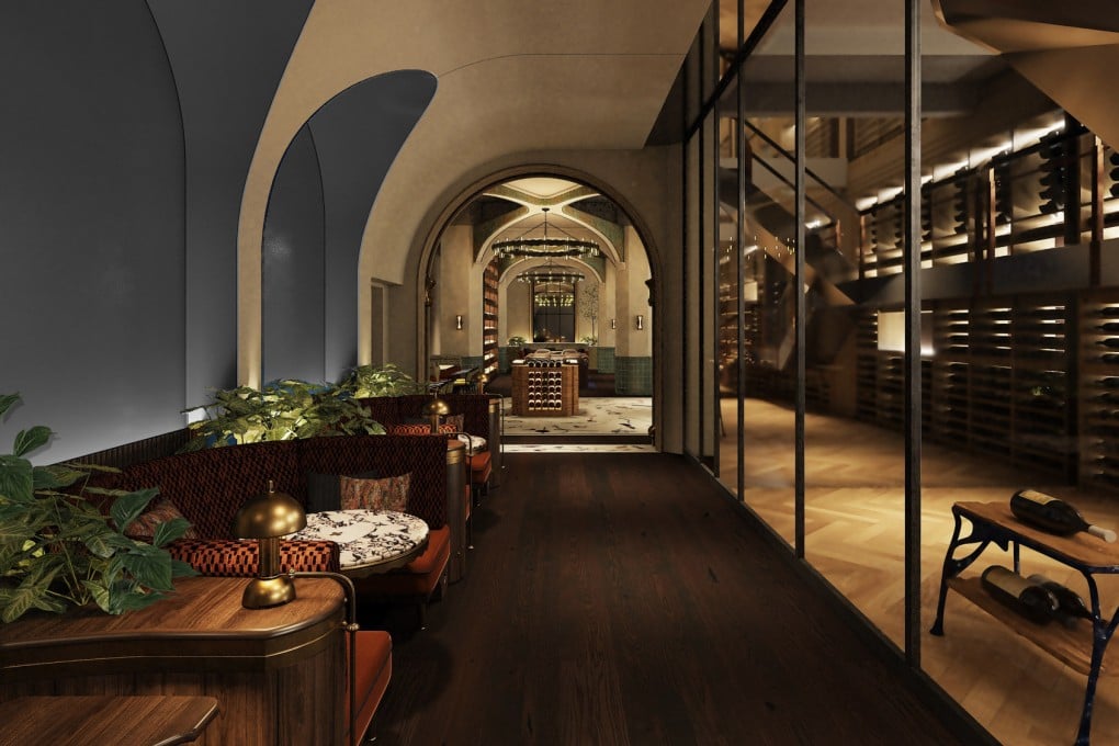 A section of the wine cellar visible in a rendering of the future Club Bâtard in Pedder Building, Central, Hong Kong. The members-only club will charge joining fees of up to US$19,200 per head. Photo: Club Batard