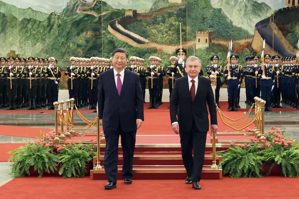 President Xi Jinping welcomes his Uzbek counterpart Shavkat Mirziyoyev to Beijing on Wednesday. Photo: Xinhua