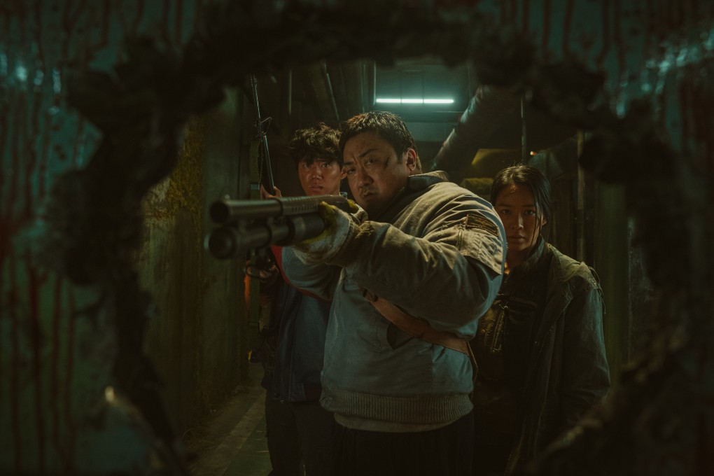 Ma Dong-seok as Nam San (front) in a still from “Badland Hunters”, directed by Heo Myung-haeng. Lee Jun-young and Roh Jeong-eui co-star. Photo: Cha Min-jung/Netflix