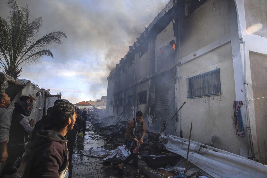 The UN-run vocational training centre in Khan Younis, southern Gaza, after it was hit by shelling. Photo: AP