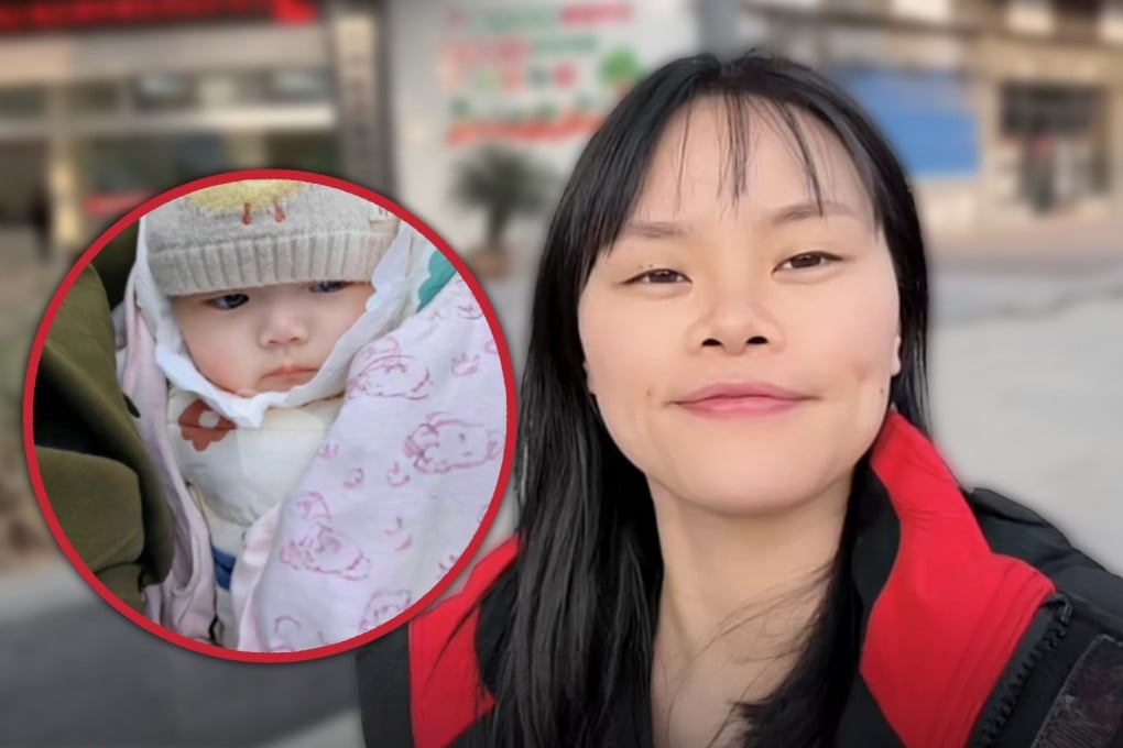 A popular online influencer in China has told her millions of followers that she is desperate to adopt an abandoned baby girl she saw on the news so the child can become a sister to her three sons. Photo: SCMP composite/Douyin