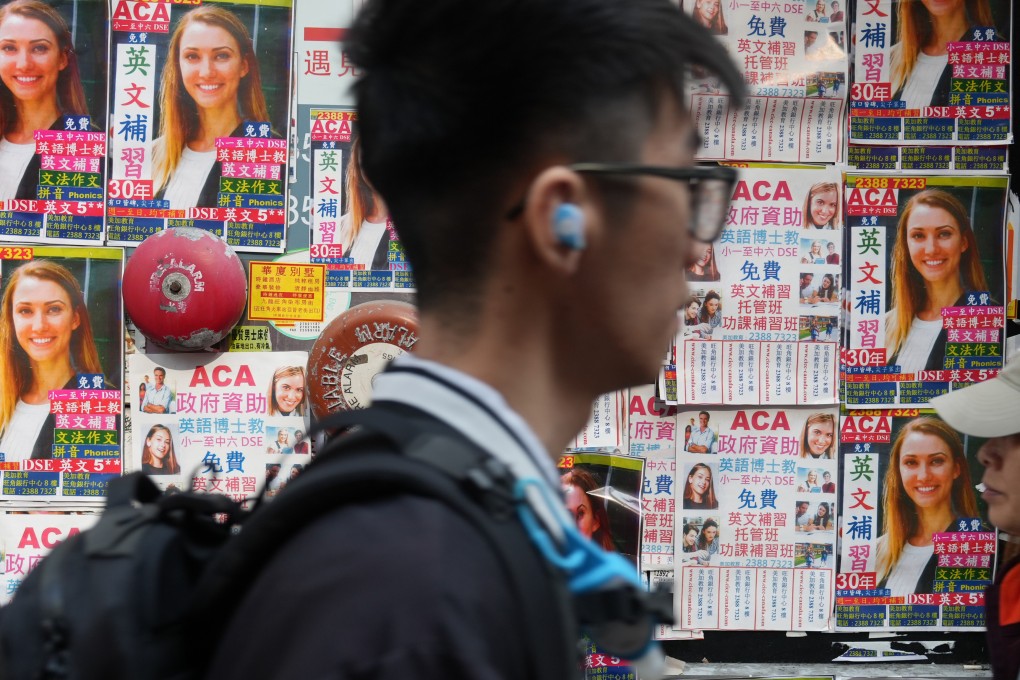 English tutors are advertised in Mong Kok on January 10. Photo: Sam Tsang