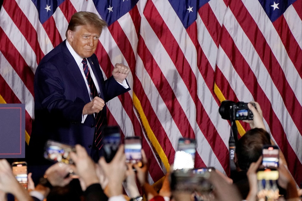 Donald Trump on stage at a New Hampshire presidential primary election night watch party, in Nashua, New Hampshire, on January 23. Photo: Reuters