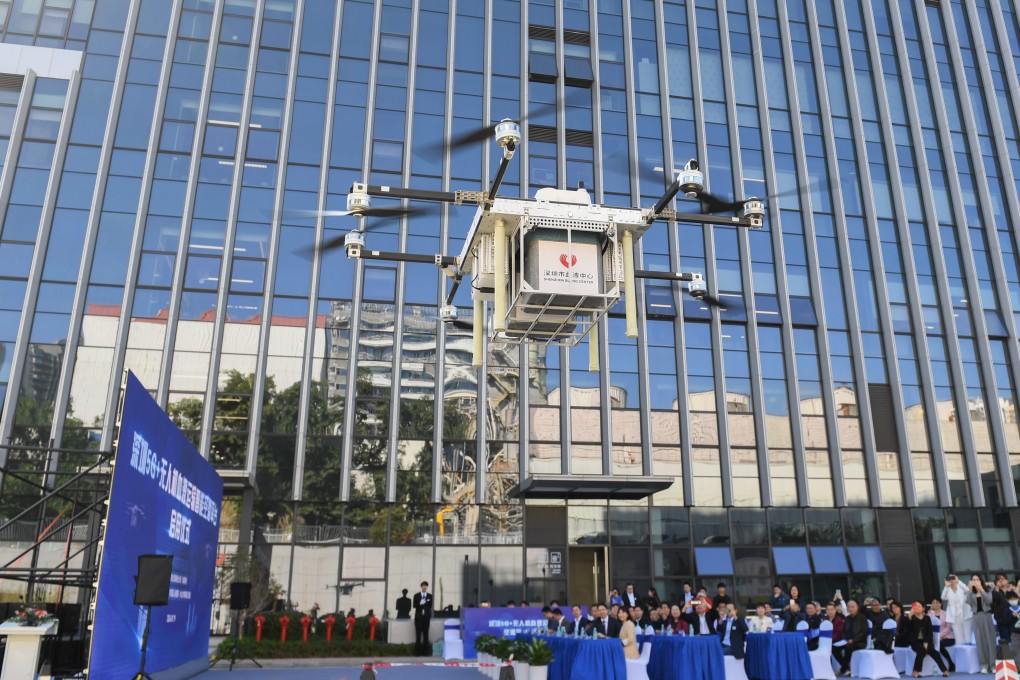 A drone carrying blood takes off for the Shenzhen Traditional Chinese Medicine Hospital from the Shenzhen Blood Centre on January 19. The city in southern China is a leader in drone delivery. Photo: Xinhua