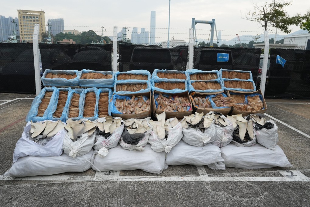 The confiscated goods include frozen venison tails, aquarium animals and suspected scheduled dried shark fins. Photo: Handout