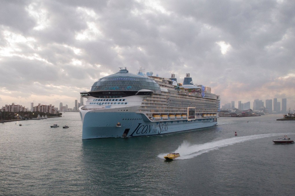 Royal Caribbean’s Icon of the Seas, billed as the worlds largest cruise ship, sails from the Port of Miami in Miami, Florida, on its maiden cruise on Saturday. Photo: AFP