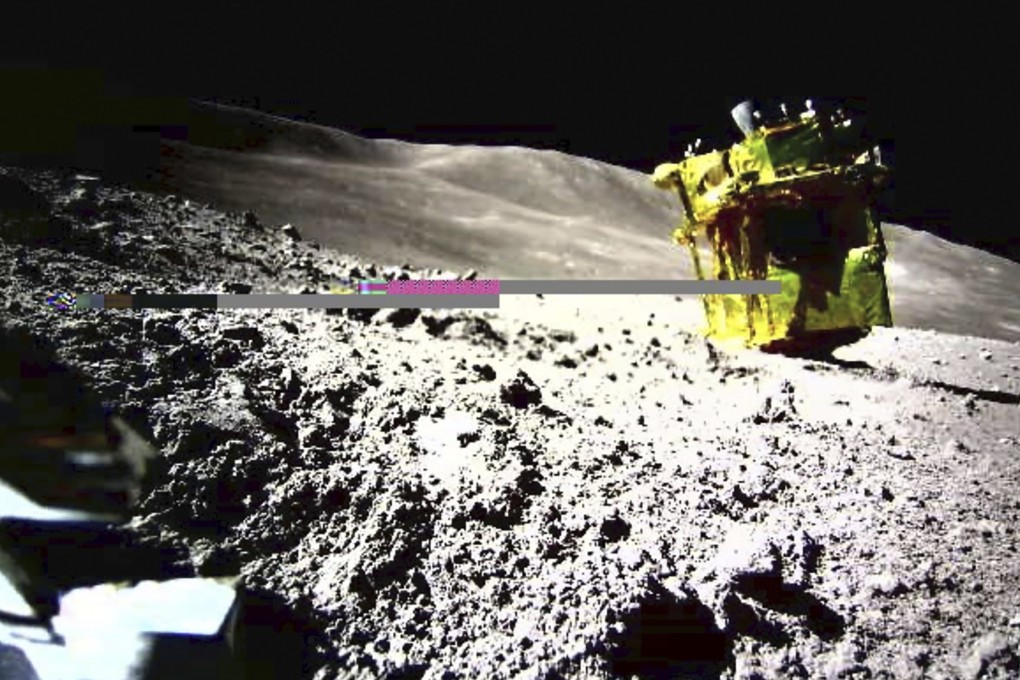 Japan’s Smart Lander for Investigating Moon, or SLIM, is seen in this image taken by a lunar excursion vehicle earlier this month. Photo: JAXA/Takara Tomy/Sony Group Corporation/Doshisha University via AP