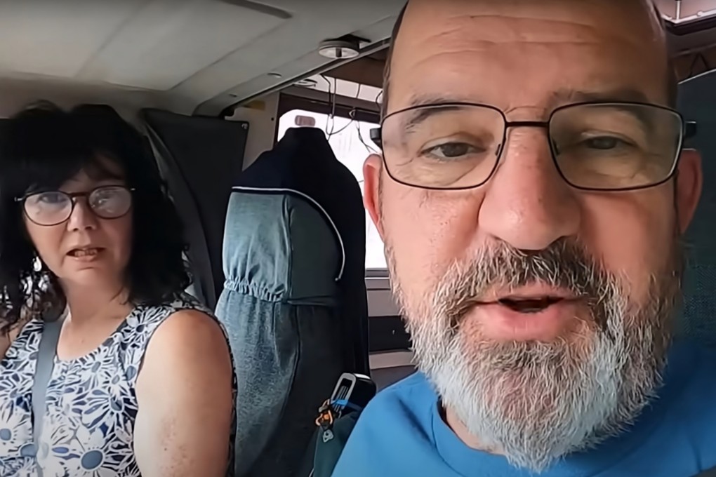 Chris and Marianne Fisher, the British couple behind the TreadTheGlobe YouTube channel, in their van “Trudy”. Photo: YouTube/TreadTheGlobe
