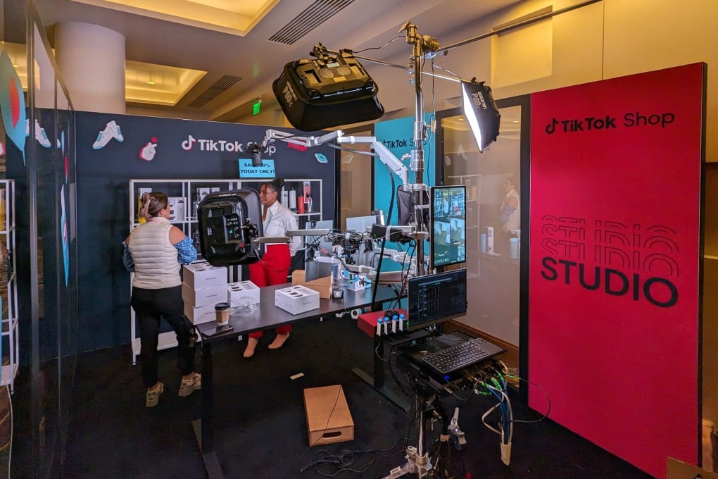 TikTok Shop and an online influencer prepare for a live-streaming session of selling goods from the Consumer Electronics Show (CES) at the Aria Resort & Casino in Las Vegas on January 10, 2024. Photo: SCMP / Matt Haldane