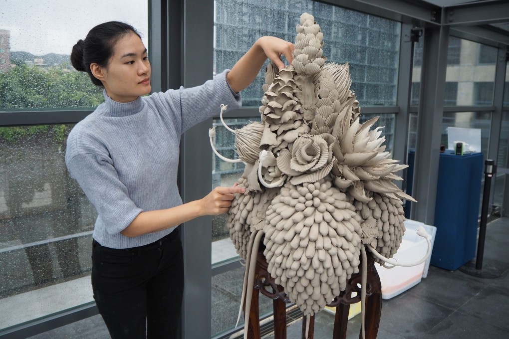 Taiwanese-Australian ceramicist Ruth Ju-shih Li installs an ephemeral clay artwork at the New Taipei City Yingge Ceramics Museum, in Taiwan, in 2019. Photo: Tzu-Chun Fan