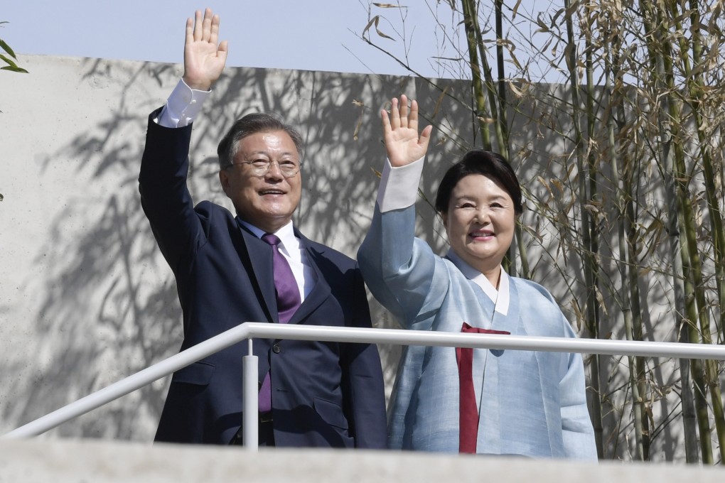Former South Korean President Moon Jae-in and his wife Kim Jung-sook on May 10, 2022. Photo: YNA/dpa