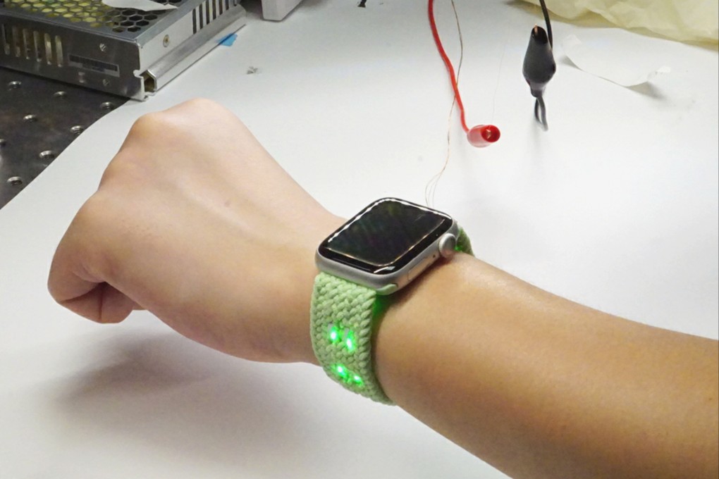 A smart watch with a flexible band able to measure heart rates is among the innovative uses for the new smart fibre described in a Nature article by the team behind the feat. Photo: Handout