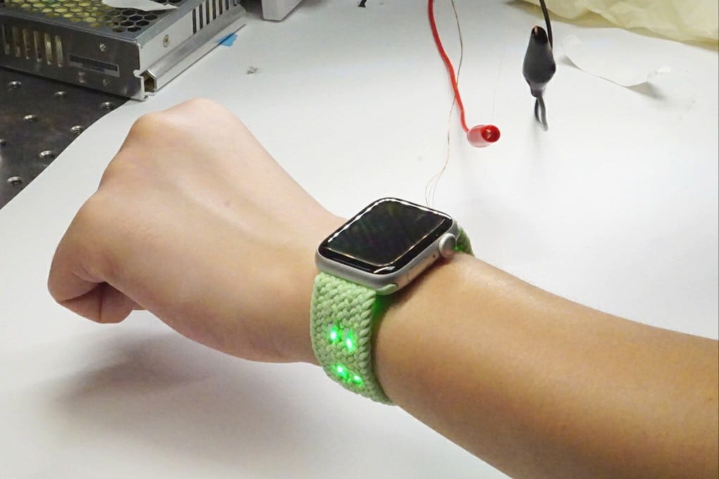 A smart watch with a flexible band able to measure heart rates is among the innovative uses for the new smart fibre described in a Nature article by the team behind the feat. Photo: Handout