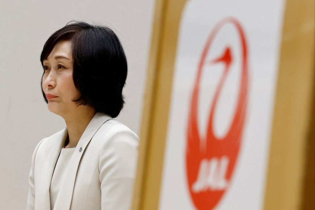 Japan Airlines’ new president Mitsuko Tottori attends a press conference in Tokyo. Tottori becomes the fourth post-bankruptcy president and the first former flight attendant. Photo: Reuters