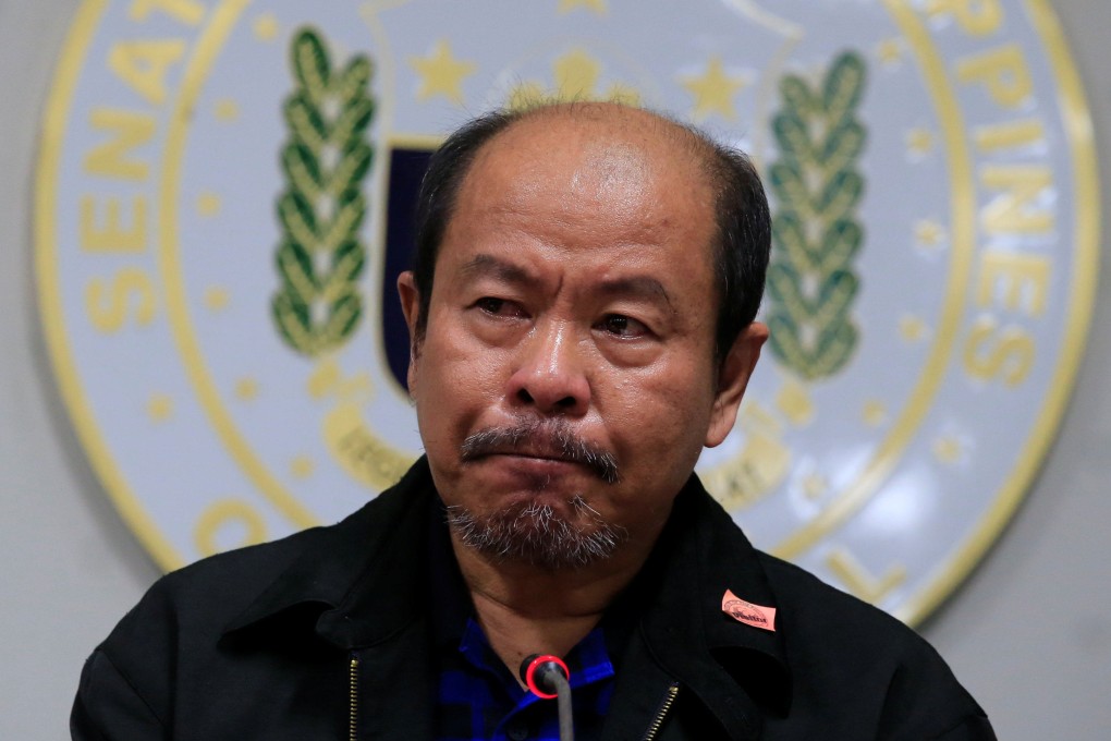 Retired Davao policeman Arturo Lascanas speaks at a news conference at the Senate headquarters in Manila. He accuses Rodrigo Duterte’s daughter and son of masterminding a deadly campaign in their home city. Photo: Reuters