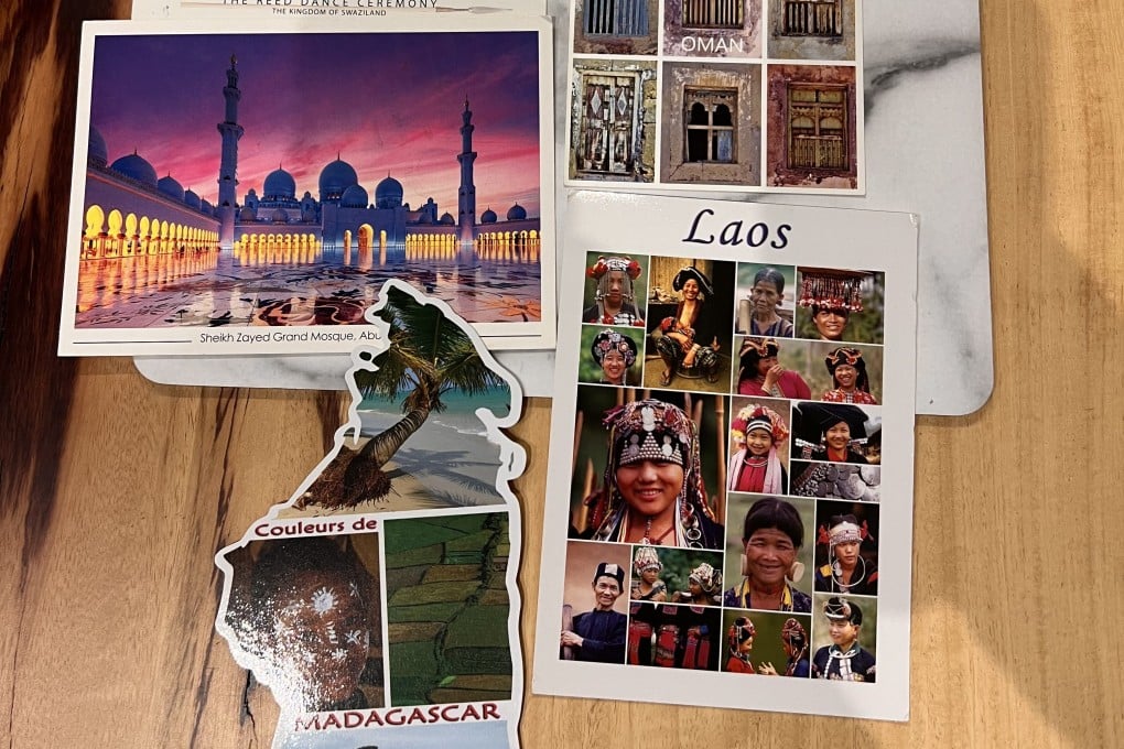 Postcards from the United Arab Emirates, Laos, Madagascar and Oman from the collection of Donovan Leong, a teacher in Singapore. Online groups such as Postcrossing help users exchange postcards with strangers across the world. Photo: Donovan Leong