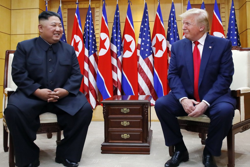 Then US President Donald Trump and North Korean leader Kim Jong-un meet on the south side of the Military Demarcation Line that divides North and South Korea on June 30, 2019. Photo: YNA/dpa
