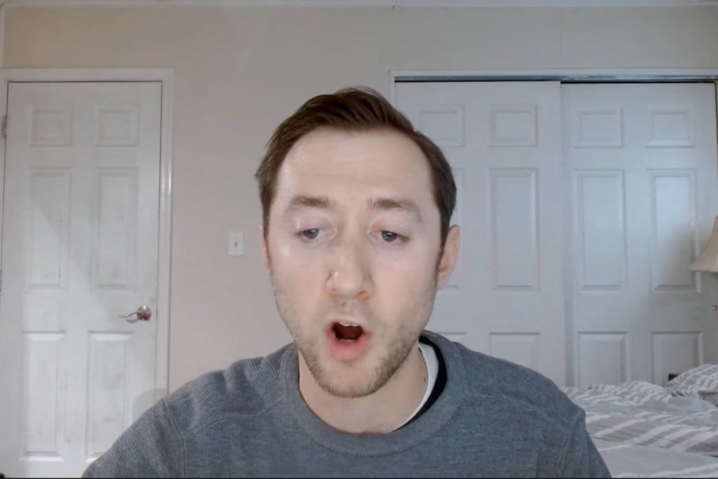 Justin Mohn, a suspect arrested in his father’s murder and decapitation, speaks on a YouTube video from his home in the Levittown neighbourhood of Middletown Township, Pennsylvania. Photo: YouTube via Reuters