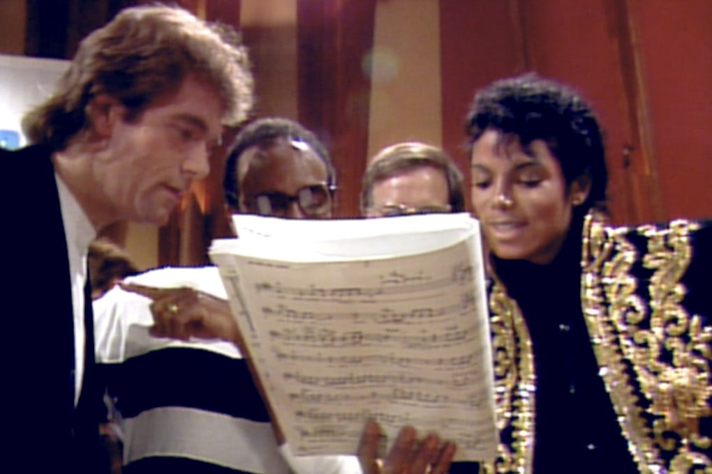 (From left) Huey Lewis, Quincy Jones and Michael Jackson in a still from Netflix’s The Greatest Night in Pop, a documentary that tells the “honest story” of how the 1985 charity megahit “We Are the World” was made. Photo: Netflix/AP
