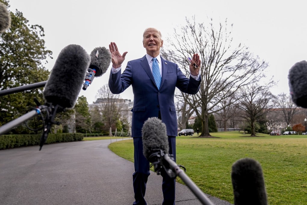 US President Joe Biden speaks to members of the media at the White House on Tuesday. Photo: AP