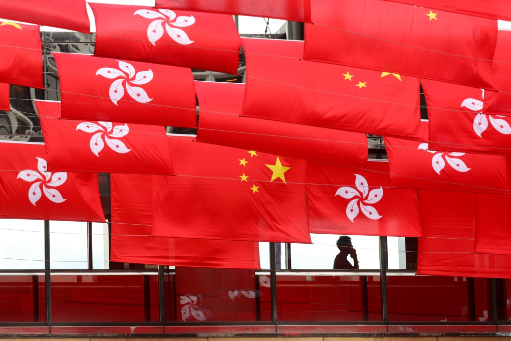 The national and city flags are displayed in Tsim Sha Tsui. The government has issued a 110-page consultation paper on legislation required under Article 23 of the Basic Law. Photo: Yik Yeung-man
