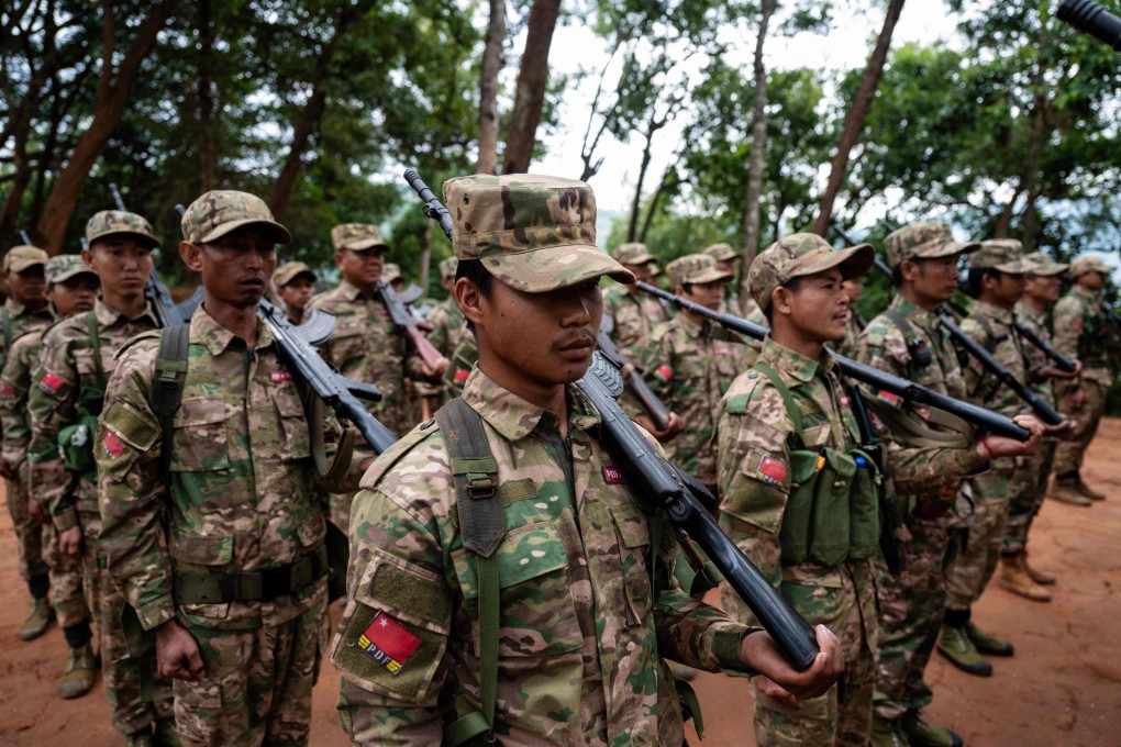 The People’s Defence Forces, backed by Myanmar’s shadow government, have cooperated with the Three Brotherhood Alliance to attack the country’s military junta. Photo: AFP