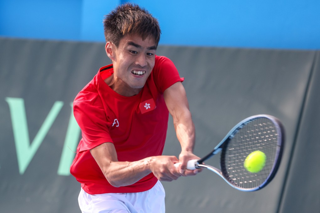 Hong Kong’s Jack Wong in action against Zimbabwe’s Benjamin Lock on Saturday. Photo: Yik Yeung-man
