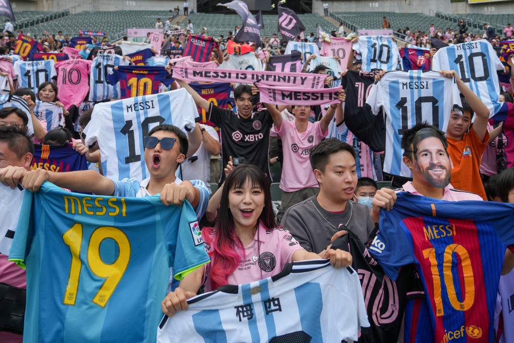 Fans of football superstar Lionel Messi gather in Hong Kong Stadium for a practice session on Saturday. Inter Miami will play a friendly match on Sunday. Photo: Sam Tsang