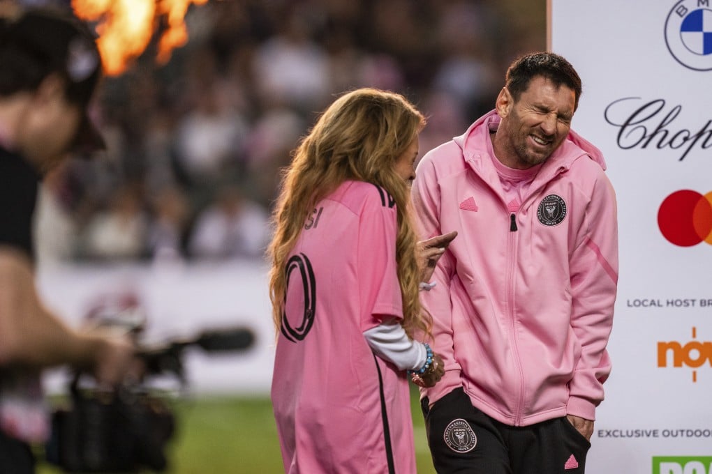 Inter Miami’s Lionel Messi cuts a sheepish figure as fireworks follow his non-involvement in the match in Hong Kong. Photo: AP