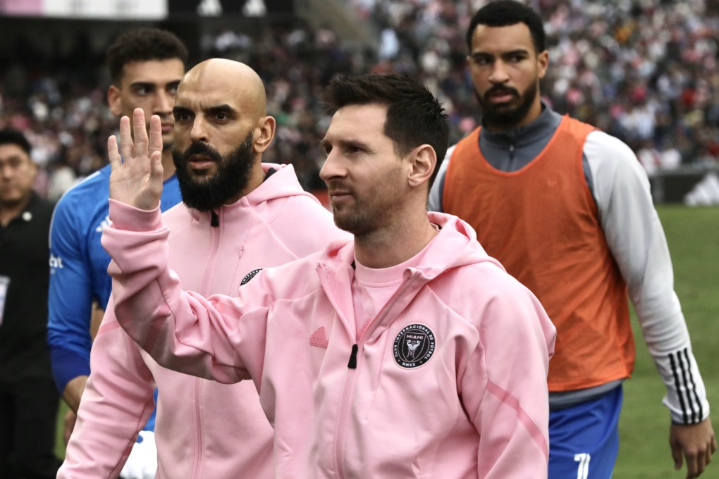 Lionel Messi (waving) made it to Hong Kong but left fans disappointed after not playing in a sold-out match. Photo: dpa