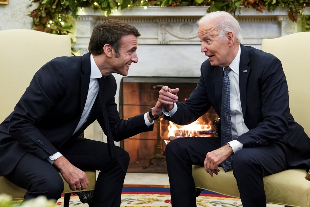 U.S. President Joe Biden meets with French President Emmanuel Macron in the Oval Office. On Monday, the 81-year US leader confused his French counterpart for Francois Mitterand, who died in 1996. Photo: Reuters
