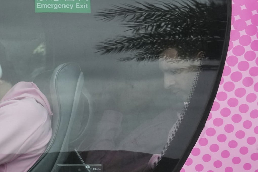 Lionel Messi (right) and other Inter Miami players on a coach leaving their hotel on Sunday. Photo: Elson Li