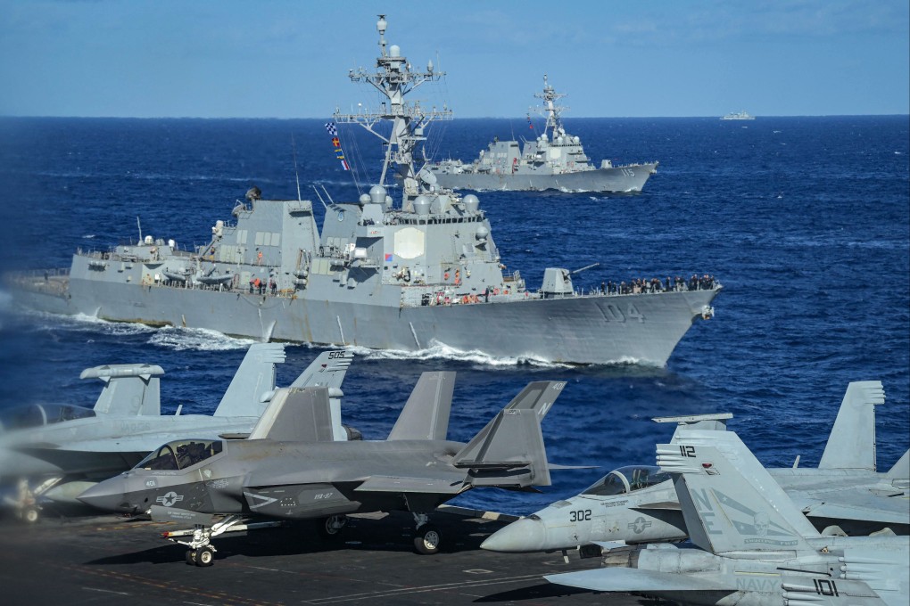 American warships take part in a three-day maritime exercise between the US and Japan in the Philippine Sea on January 31. Tokyo’s growing security alliance with Washington has strained its ties with Beijing in recent years. Photo: AFP