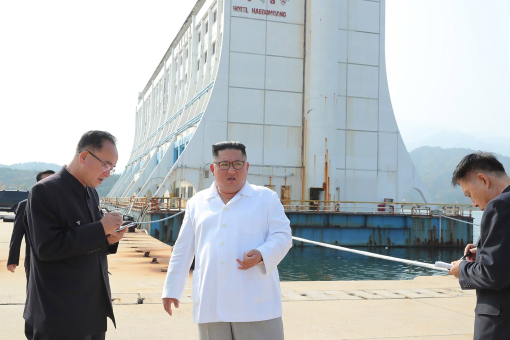 North Korean leader Kim Jong-un visits the Mount Kumgang tourism project in 2019. He reportedly called the resort “shabby” and “unpleasant-looking” at the time. Photo: Korean Central News Agency/Korea News Service via AP
