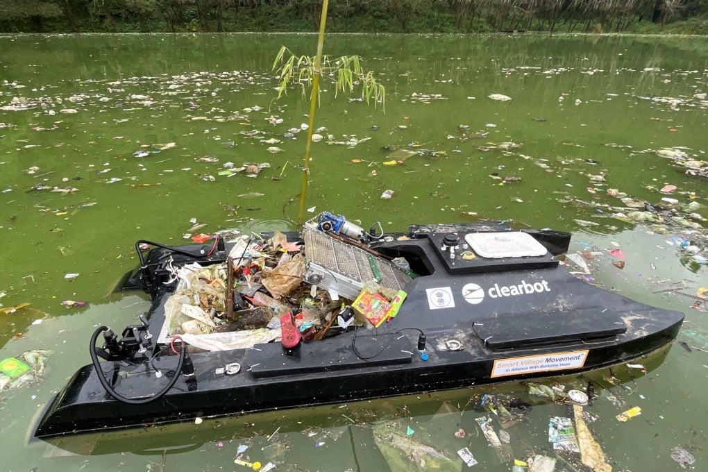 Clearbot’s solar-powered self-driving boat in India, which accounts for around 13 per cent of all plastics in the world’s oceans. Photo: Clearbot