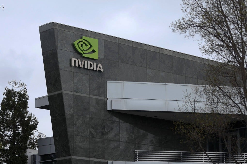 The Nvidia logo seen on its headquarters in Santa Clara, California, February 5, 2024. Photo: Getty Images/AFP