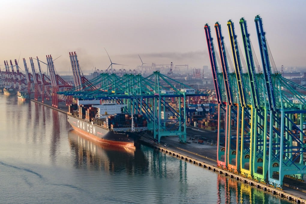 A container vessel docks at a terminal in Tianjin Port on February 2. Houthi attacks on vessels in the Red Sea are driving up shipping costs and hurting China’s economic interests. Photo: Xinhua