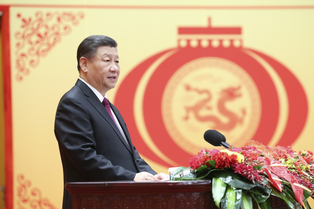 Chinese President Xi Jinping delivers a speech at a reception for Lunar New Year, also known as Spring Festival, at the Great Hall of the People in Beijing on Thursday. Photo: Xinhua