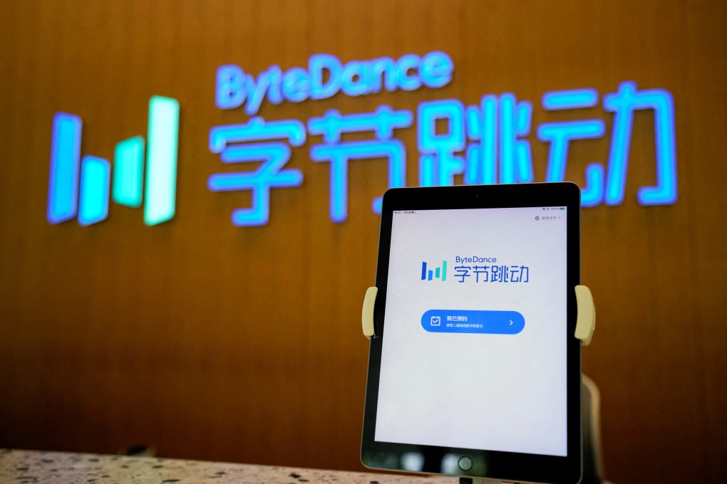 The ByteDance logo at the company’s office building in Shanghai, China. Photo: Reuters
