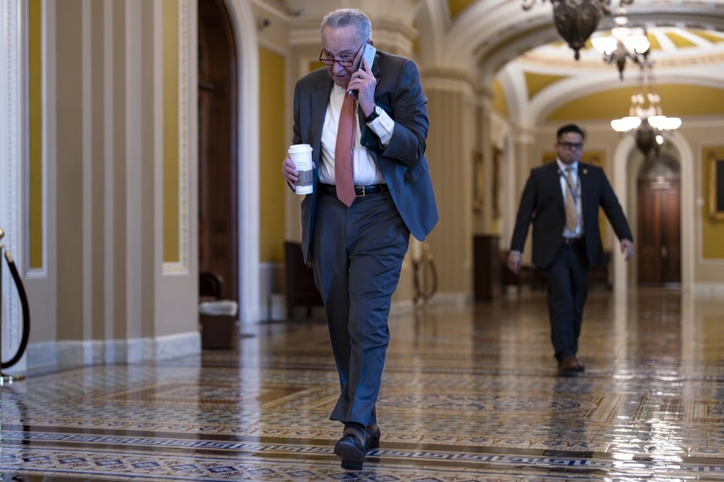 Senate Majority Leader Chuck Schumer at the Capitol in Washington on Thursday. Photo: AP