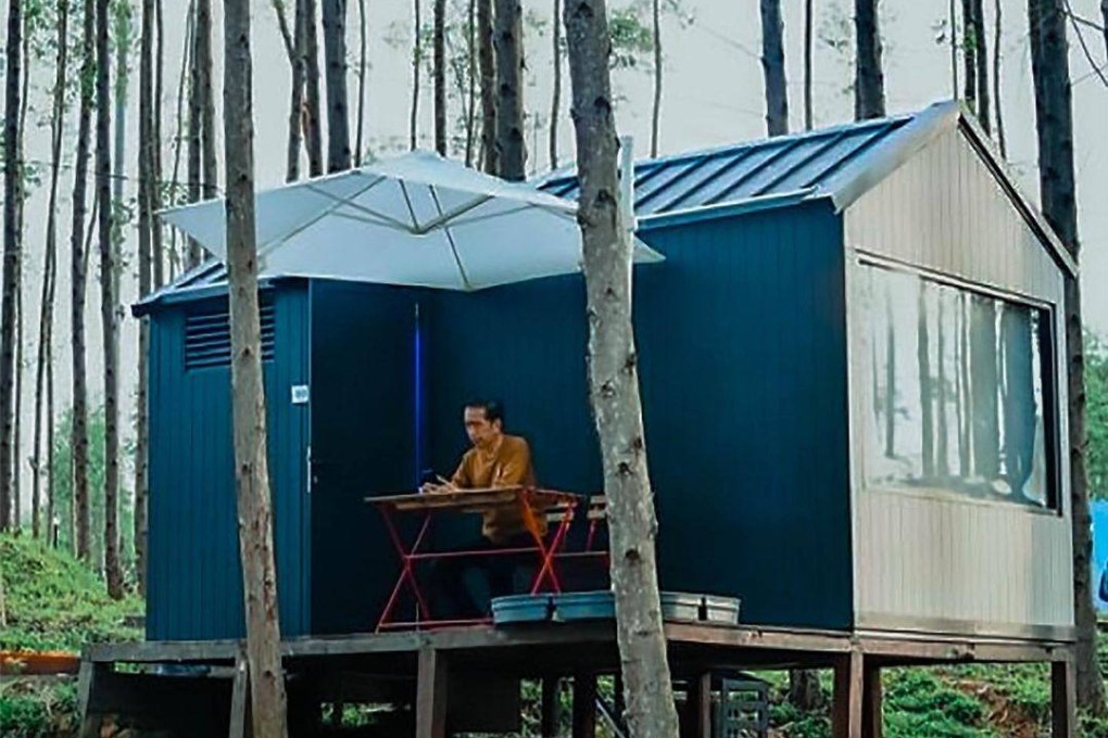 Indonesia’s president. Joko Widodo, staying in a Bobocabin in IKN Nusantara last year. Photo: SCMP Handout