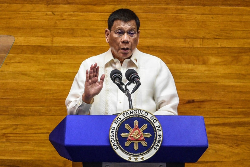 Former Philippine President Rodrigo Duterte speaks during the annual state of the nation address at the House of Representatives in Manila on July 26, 2023. PHOTO: AFP