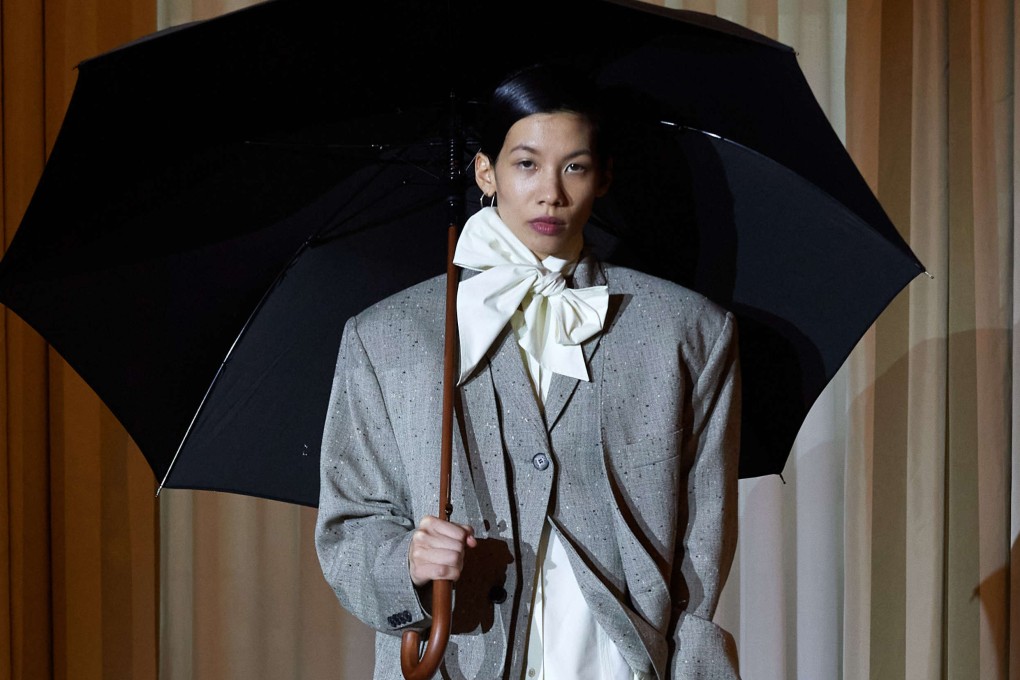 A look, inspired by American aviator Amelia Earhart, from the Mark Kenly Domino Tan runway show during Copenhagen Fashion Week autumn/winter 2024. It was one of several trends spotted on the catwalks at the five-day event. Photo: James Cochrane