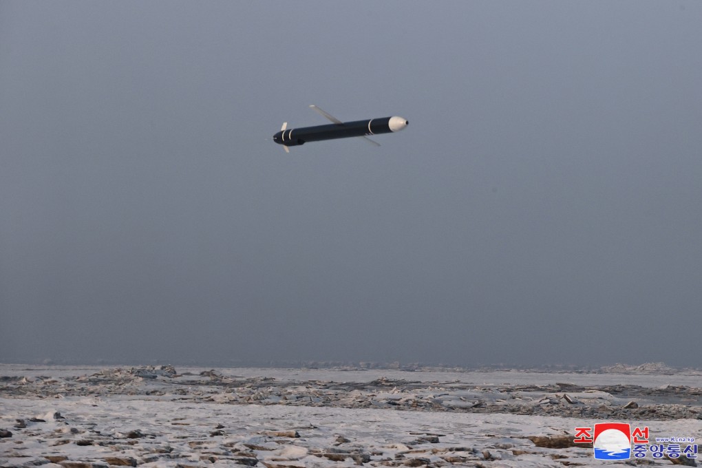 A picture released on January 31 shows a North Korean Hwasal-2 strategic cruise missile. Photo: KCNA via dpa