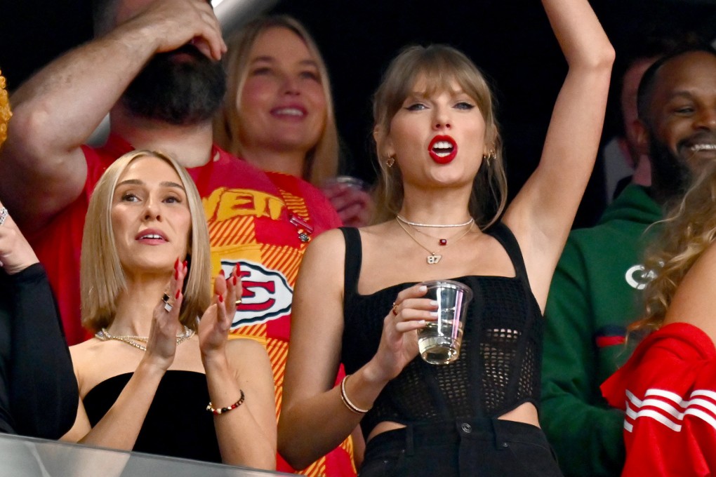 Singer Taylor Swift watches Super Bowl LVIII between the San Francisco 49ers and Kansas City Chiefs at Allegiant Stadium in Las Vegas on Sunday. Photo: TNS