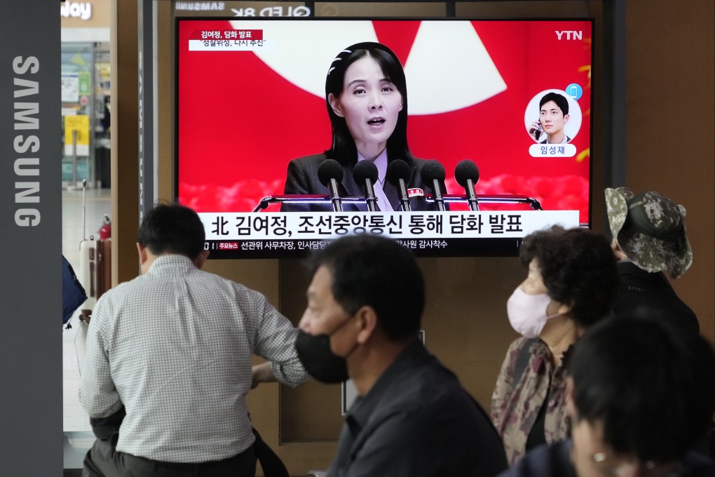 A TV screen shows a file image of Kim Yo-jong, the sister of North Korean leader Kim Jong-un, during a news programme at the Seoul Railway Station. Kim Yo-jong has said she saw a positive tone in comments from Prime Minister Fumio Kishida, who is seeking a summit. Photo: AP