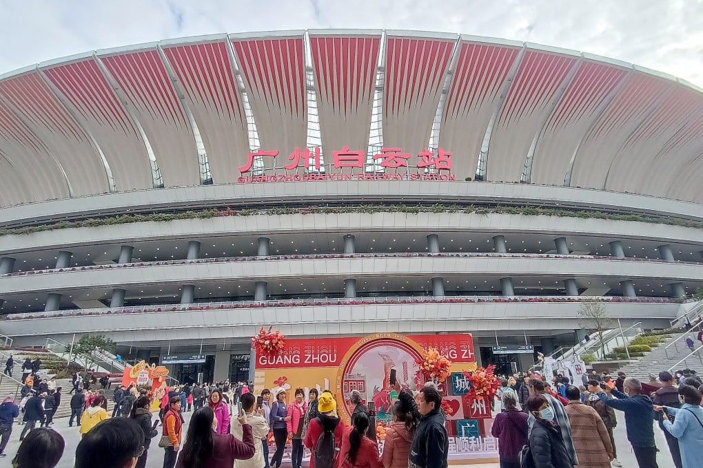 The new Guangzhou Baiyun Railway Station has been cited as a symbol of greater transport connectivity for the Greater Bay Area plan. Photo: Xinhua