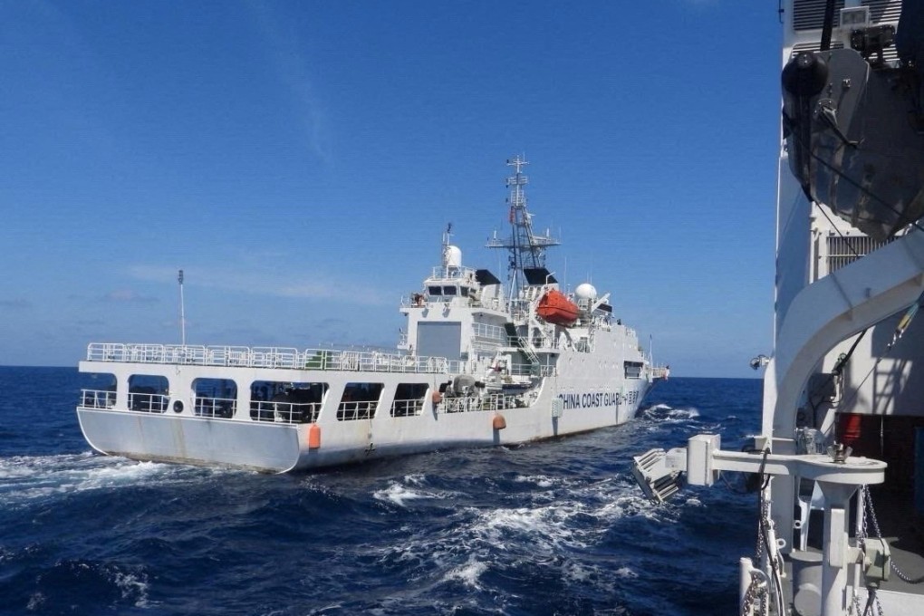 A China Coast Guard vessel manoeuvres near Philippine Coast Guard vessel BRP Teresa Magbanua in the South China Sea. Photo: Reuters
