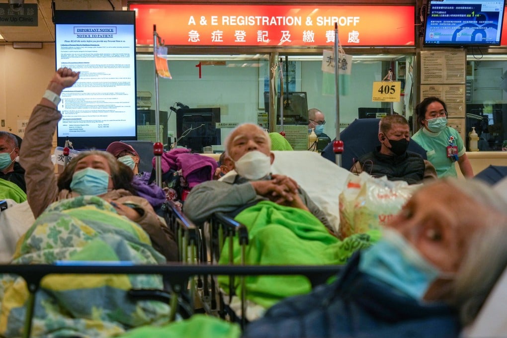 Patients wait at the A&E department at Queen Elizabeth Hospital. As of 2.15pm on Monday, the average waiting time at the 18 public hospital A&E departments ranged from one to more than eight hours. Photo: Eugene Lee