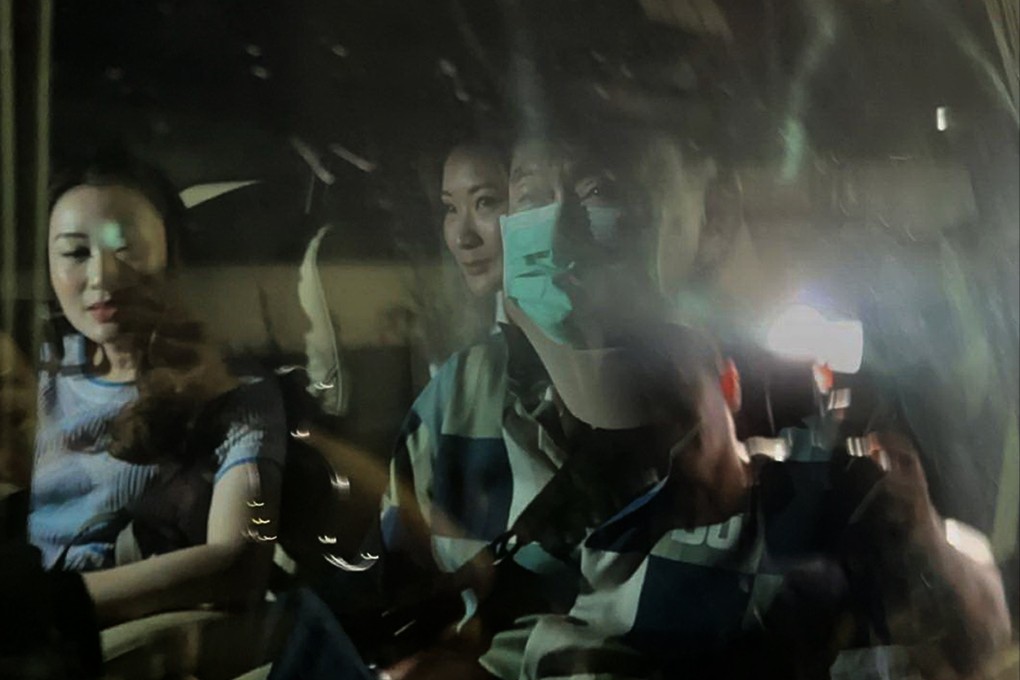 Former Thai Prime Minister Thaksin Shinawatra (right), his daughter Paetongtarn Shinawatra (left), and Pinthongta Shinawatra (centre) inside a van as they depart Police General Hospital in Bangkok on February 18. Photo: EPA-EFE